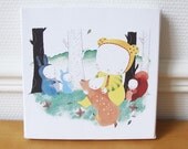 Children canvas print : the fawn - kids wall art - nature nursery decor - yellow baby's room