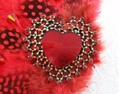 Romantic Red Heart Feather Fascinator