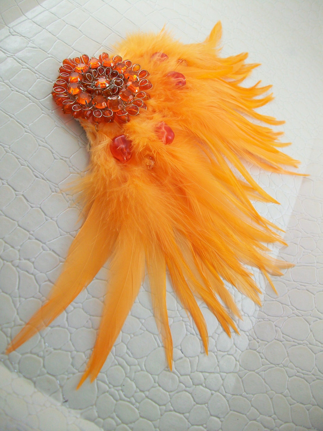 Sassy Orange Feather Fascinator