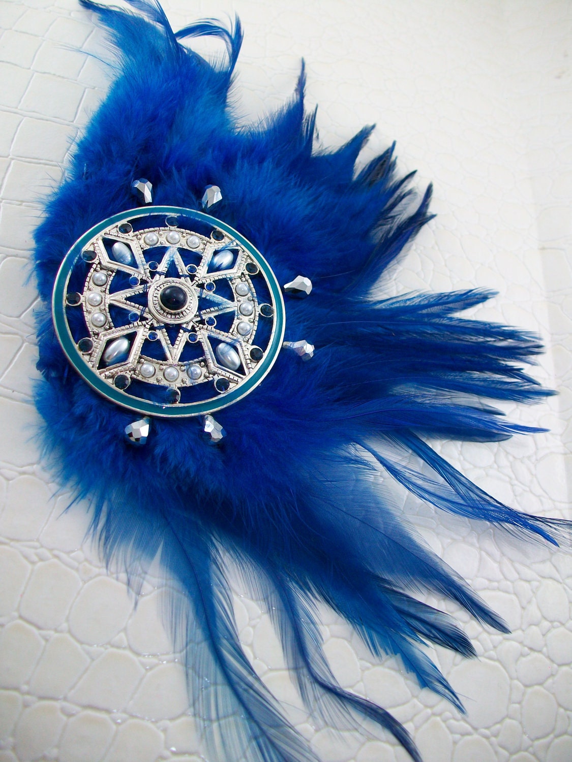 Modern Blue Feather Fascinator