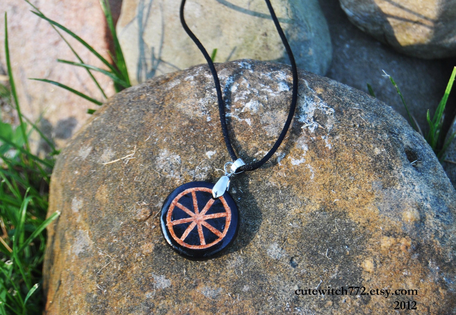 Wheel of the Year Painted Pendant