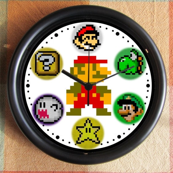 SUPER MARIO BROTHERS Mario Charactors 8 Bit 10 inch Resin Wall Clock Weddings  Christmas QuickShip