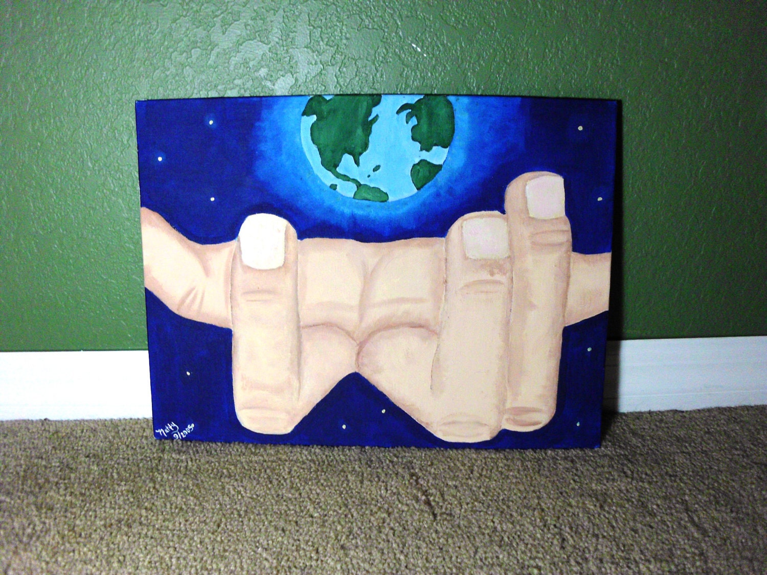 25% OFF Original Acrylic Painting, "Peace", 12 x 16" on Flat Canvas Board, No Frame