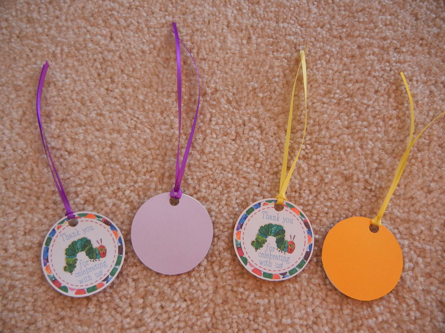 Items similar to Very Hungry Caterpillar Thank you Gift Bag Tags Set