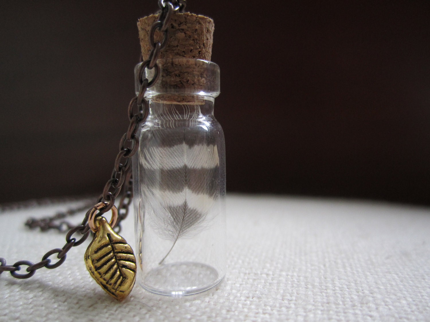 feather in a bottle necklace