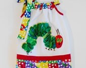 Custom Boutique Very Hungry Caterpillar Inspired Pillowcase dress Only  Sizes 0-6mo, 6-12mo, 12-18mo, 18-24mo, 2t, 3t, 4t, 5/6, 7/8