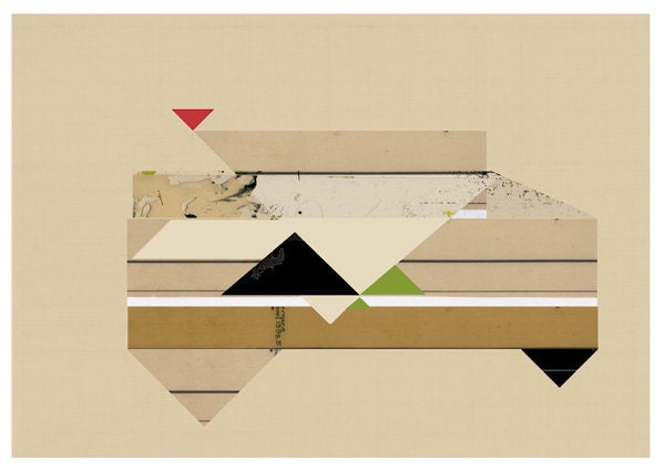 triangles art print- mixed media digital collage