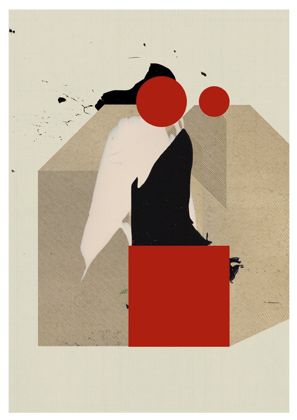 abstract composition art print- mixed media digital collage