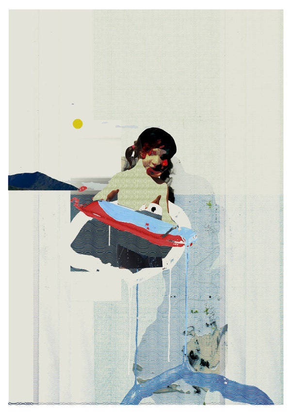 summer collage II - art print- mixed media digital collage
