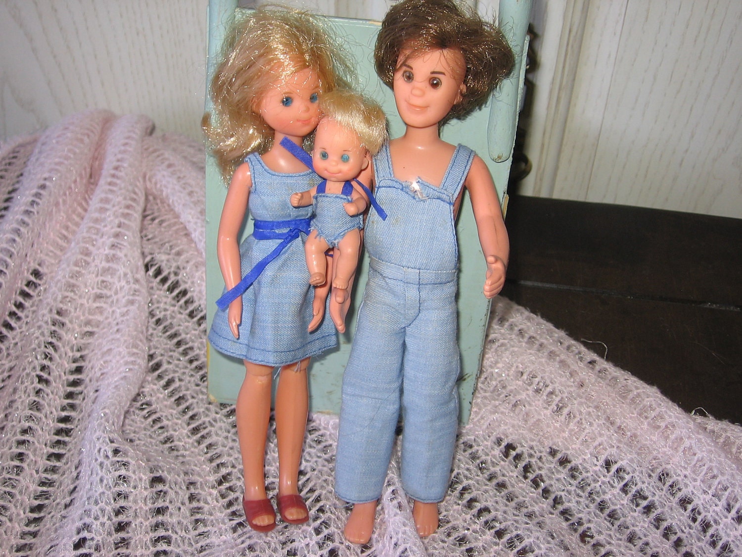 Sunshine Family in Levis Cute Stephie, Steve and Baby Sweets MATTEL