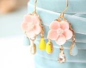 Little Pink Flower Romantic Chandelier Earrings