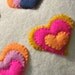 Modern Cushion Wool Felt Hearts cream neon pink orange grey navy lilac