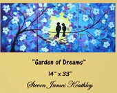Original Abstract Painting - 14X33 Acrylic on Three Canvases - Ready to Hang - Garden of Dreams by Steven James Keathley