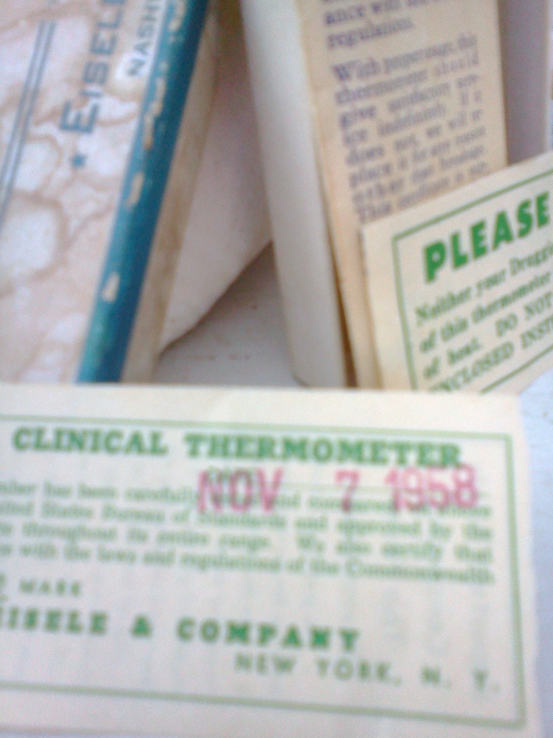Vintage Medical Glass Eisele & Company Thermometer 1950's Clinical Nurse Doctor Collectible