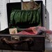 Antique Leather Luggage Black small suitcase Vintage 1920's