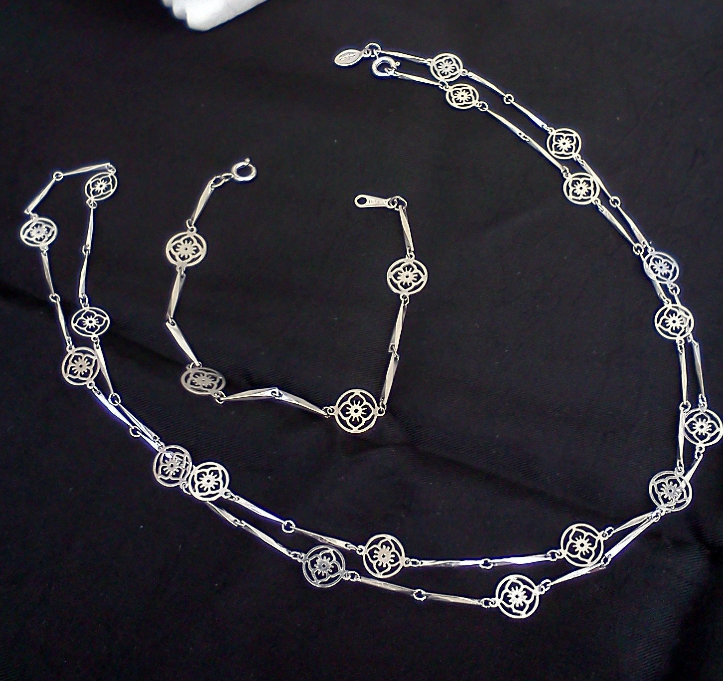 Vintage Avon Necklace and Bracelet Set Silver Tone Boho