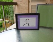 Love Yoga - Cute Framed Original Pencil Drawing - Warrior 2