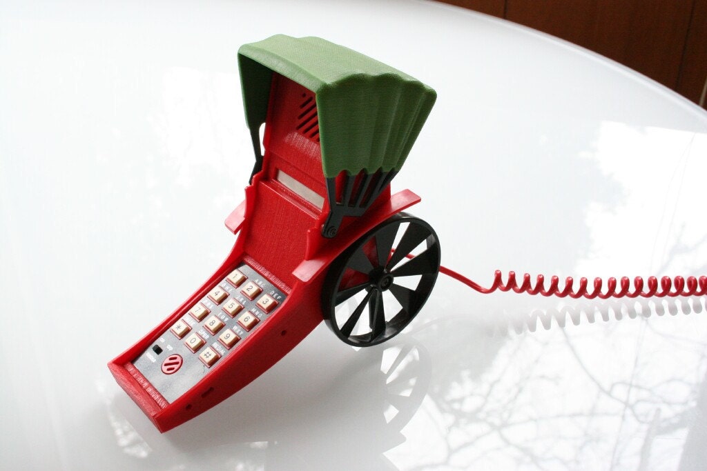 Vintage Red Rickshaw Novelty Phone With Box
