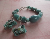 seafoam green and blue bracelet and earrings
