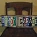 Garage Art - Custom "HOTROD GARAGE" License Plates Sign - Fathers Day- Made with VINTAGE License Plates