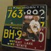 5x7 License Plate Picture Frame - FATHERS DAY-Made From Real Vintage License Plates - Hand Cut - Man cave