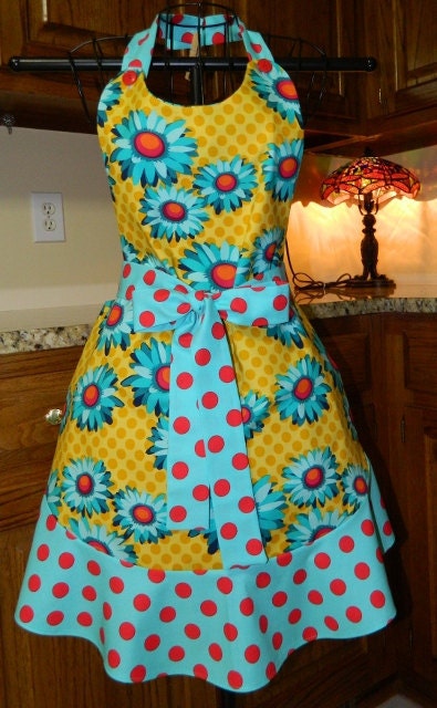 Mimi's Turquoise, Yellow, and Red Apron