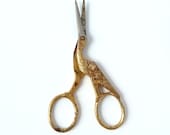 Vintage Gold and Silver Toned Stork Sewing Scissors - Japan - TheOpenSesame