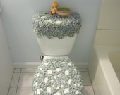 Set of 2 Crochet Covers for Toilet Seat & Toilet Tank Lid, Cozies - Ocean (TSTTL1A)