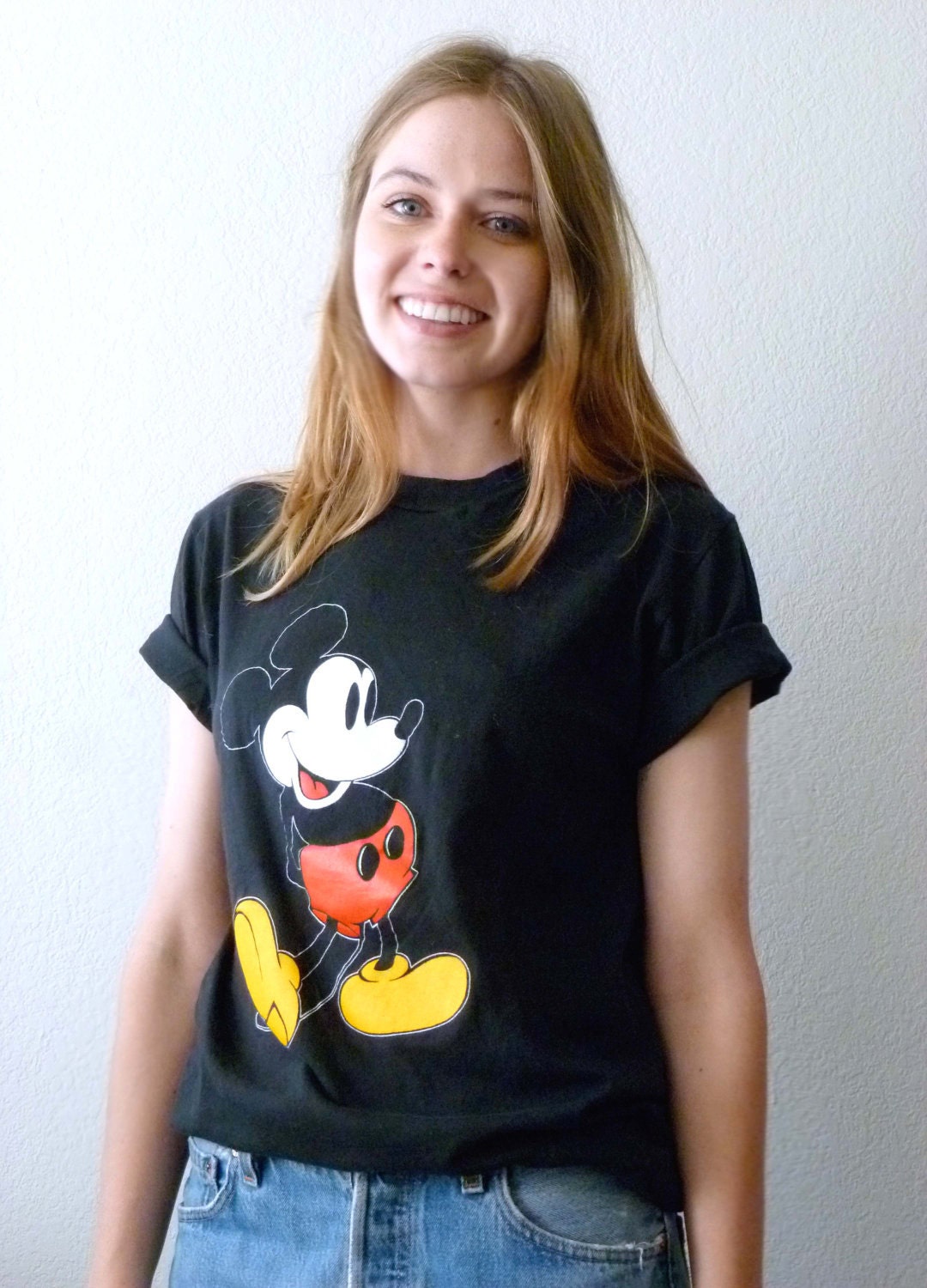 MICKEY MOUSE T Shirt in Black UNISEX 100% cotton