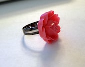 Peony flower cabochon adjustable Ring size 4, 5, 6, 7