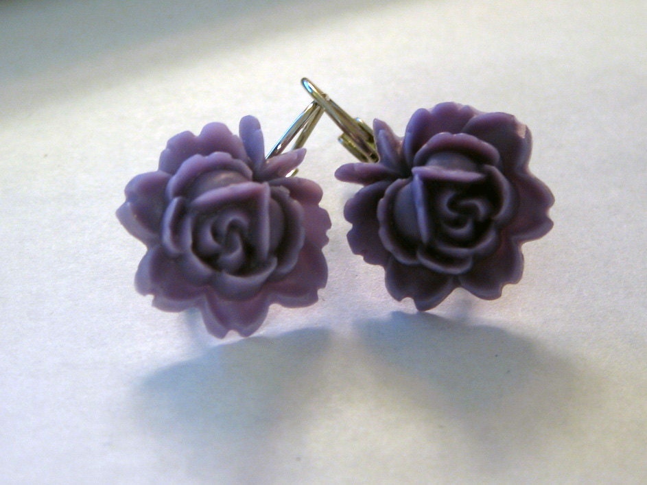 Peony cabochon French drop leverback Earring