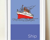 RETRO SHIP poster print, A3 (11 x 17 in)