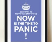 Carry On Poster Time to panic Home Decoration Blue poster print, A3