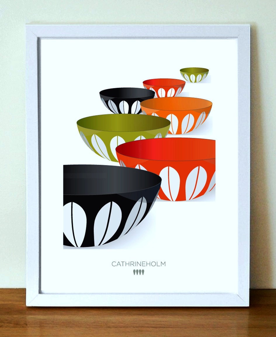 CATHRINEHOLM Mid Century Modern Kitchen Art, A3