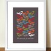 Mid century style poster print, Made For Each Other, birds giclée print, 11 x 17 (A3)
