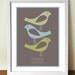 Set of three, Mid century Birds Poster Prints, 8 x 10 (A4) Artists giclee prints