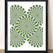 Magic moving wheels, optical illusion poster print, 11 x 17in (A3)