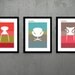 Set of three, Mid century Chair Prints, 8 x 10 (A4) Jacobsen furniture, Artists giclee prints