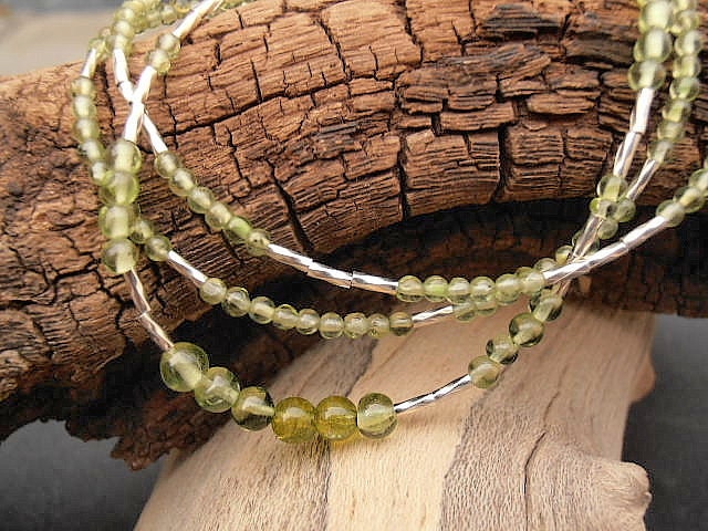 3 Strand Peridot - 925 Sterling Liquid Silver Bracelet