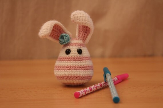 RESERVED for Hélène - Flower Power Bee Like Bunny (crocheted rabbit)