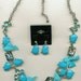 Vintage Necklace and Earrings Set.  Silver Tone, Large Blue Rhinestones, Blue Beads, Blue Ribbons