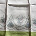Vintage Linen Bath Towel 60s Green Flowers Linen Bath Towel