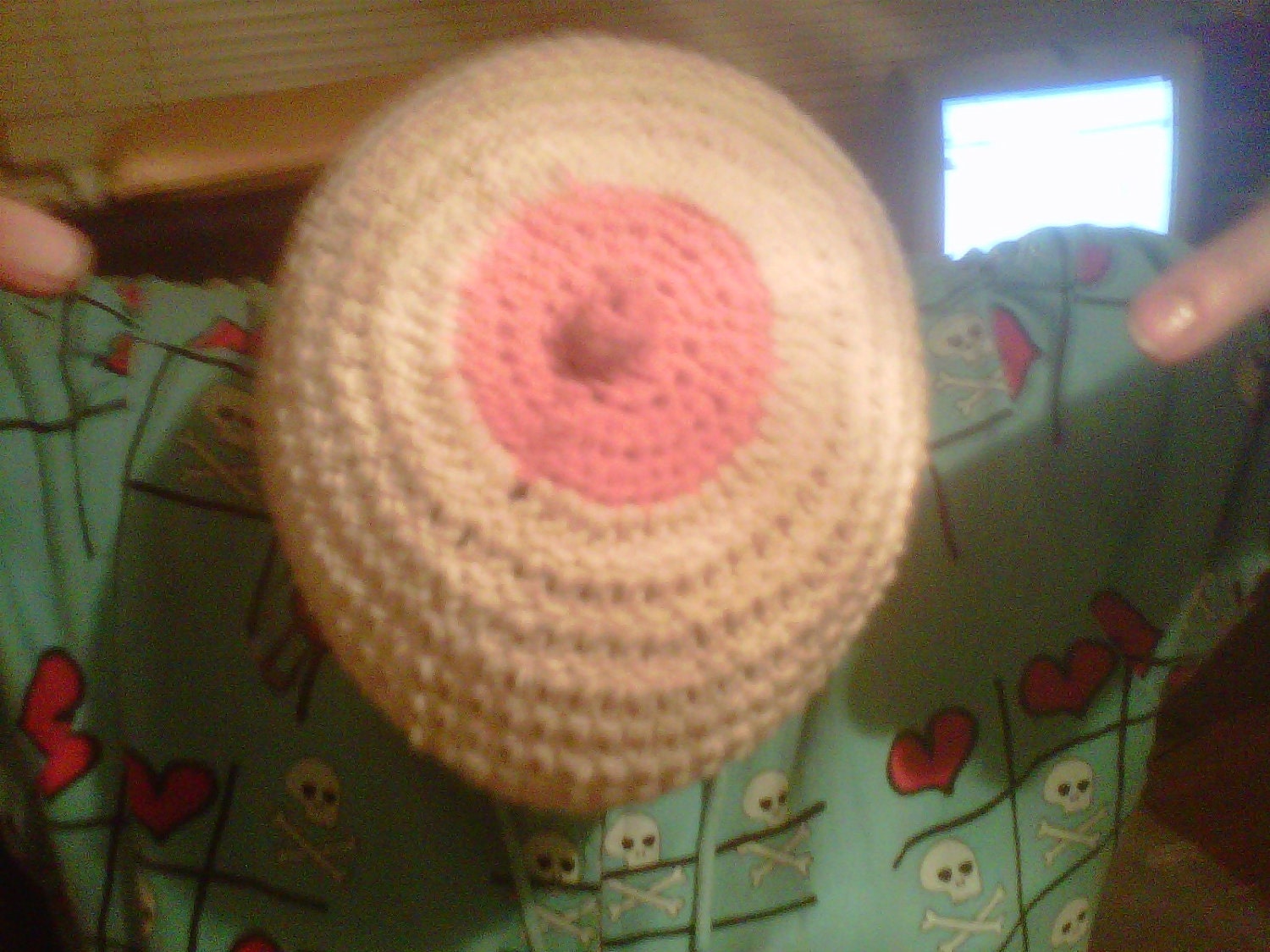 Crocheted Boobie Hat beanie nursing maternity pro breast feeding booby pink