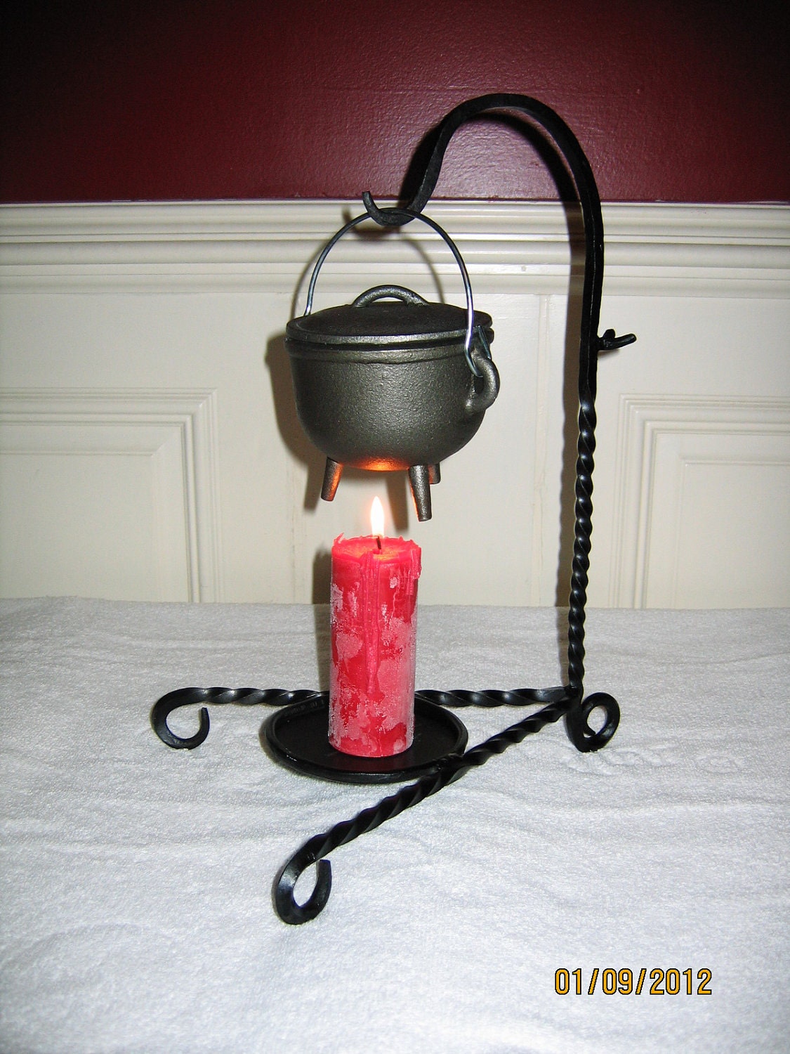 Large cauldron and candle holder or stand for by Blacksmithy11