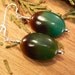 Red and Green Agate earrings on silver french hooks