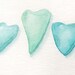 Love Sea Glass Heart... Sea Foam Original watercolor painting (with 5x7" mat)
