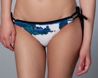 FREE SHIPPING WORLDWIDE String Bikini Bottom  "Lake Suwa in the Shinano province"