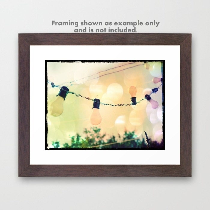 Pastel Lights . Electric Wire Party Lights Bulbs Retro String Lights . Industrial low tech sweet whimsical dreamy . fine art print 8x6