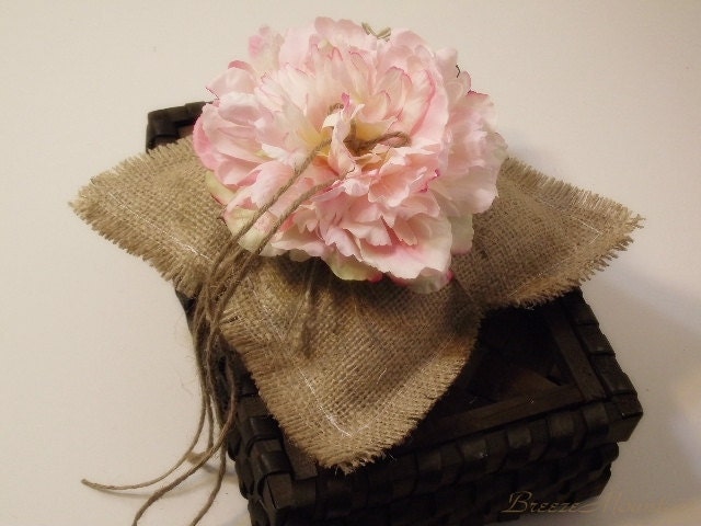 Wedding Ring Pillow Rustic Burlap Personalized