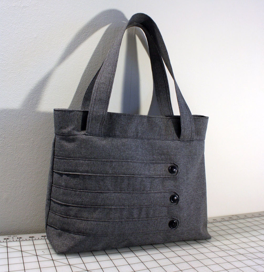 Medium Tote Bag with Decorative Straps in Dark Gray